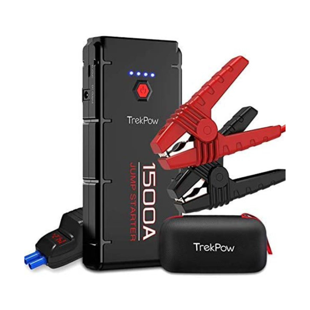 Trekpow Car Jump Starter. 1500a Peak 12v Auto Battery Booster. Jump Pack With Smart Clamps. QC3.0