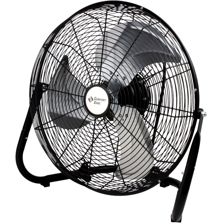 Comfort Zone 18″ 3-Speed High Velocity Cradle Floor Fan. Black