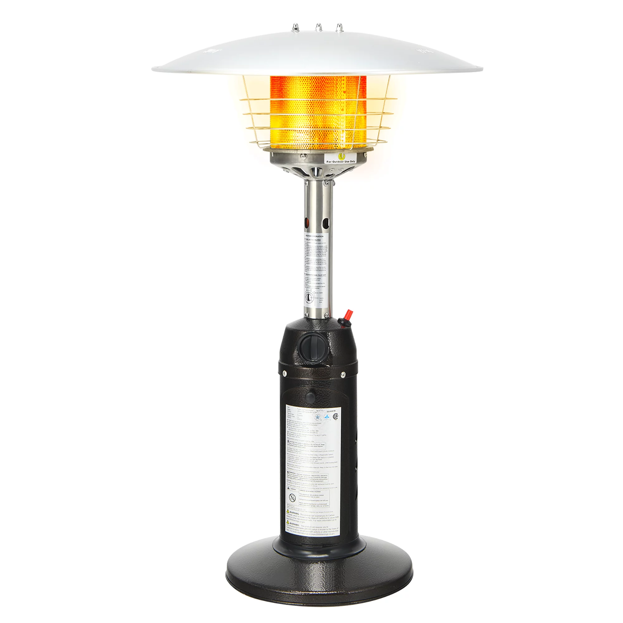 Costway 11.000 BTU Patio Heater. Portable Tabletop Propane Standing LP Gas Heater