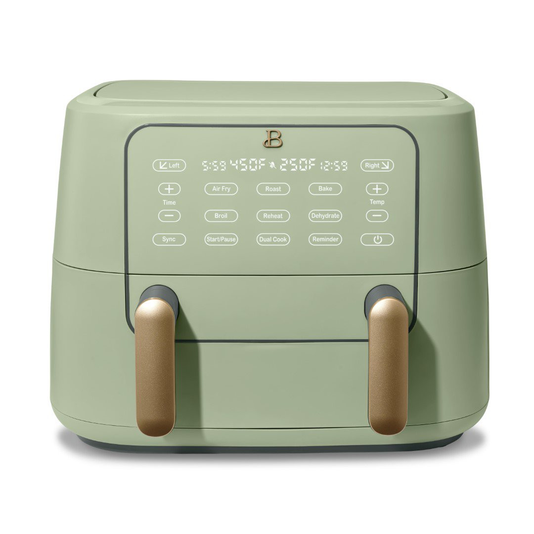 Beautiful 9 Qt. TriZone Air Fryer by Drew Barrymore. Sage Green