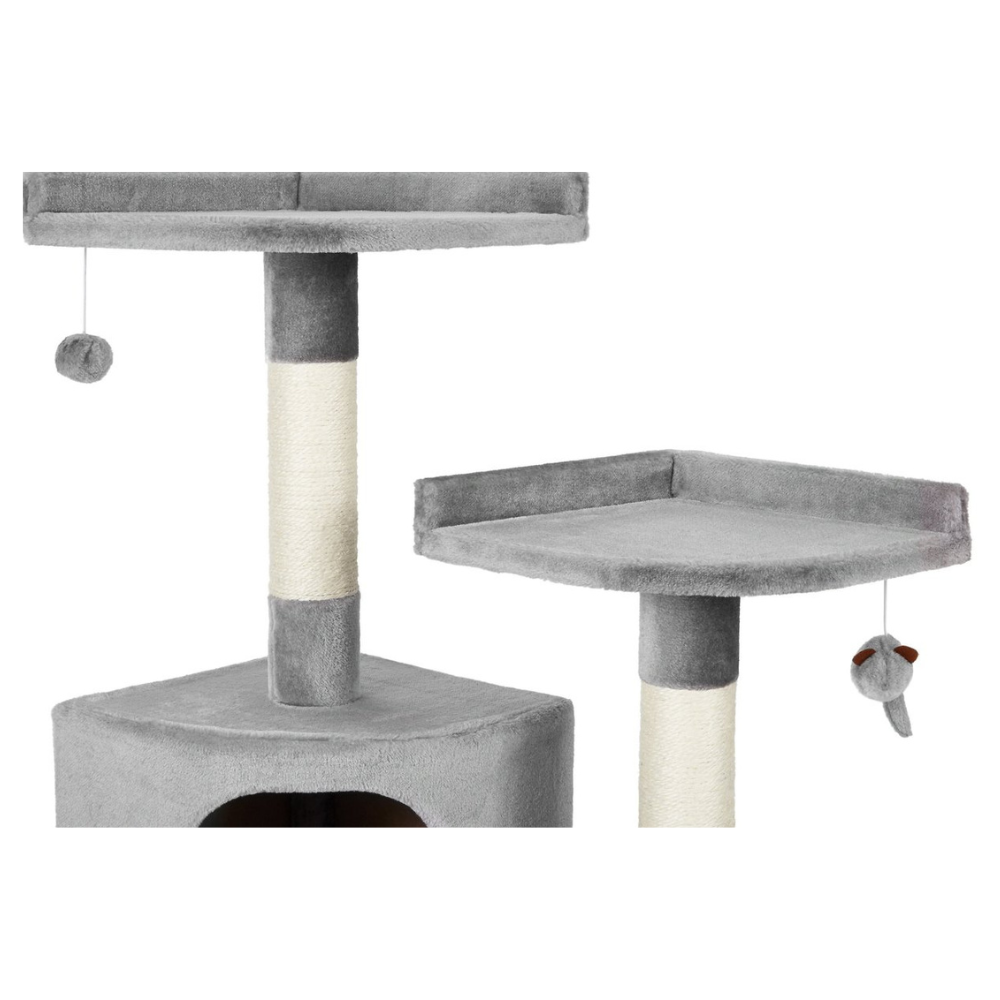 Frisco 48-in Faux Fur Cat Tree & Condo. Gray