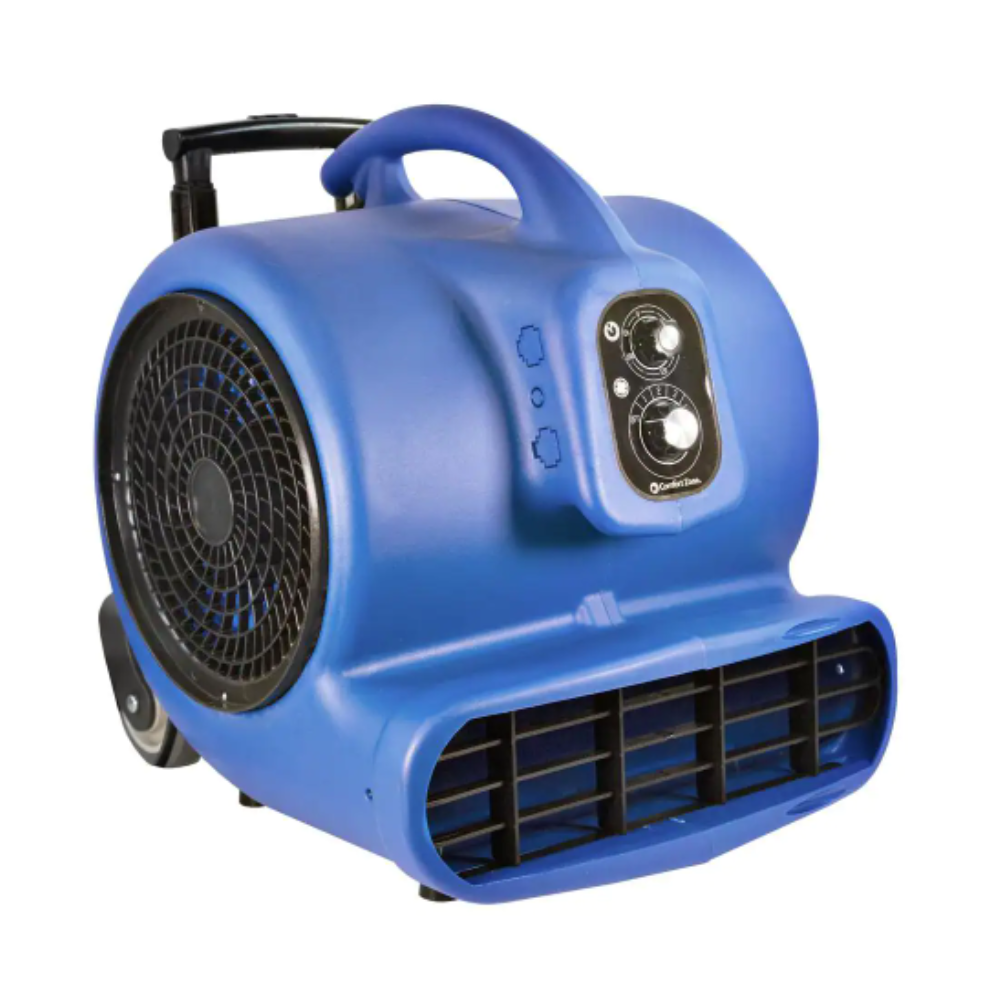 Comfort Zone 1 HP High Velocity Air Mover Carpet Dryer Blower Fan with Timer Blue