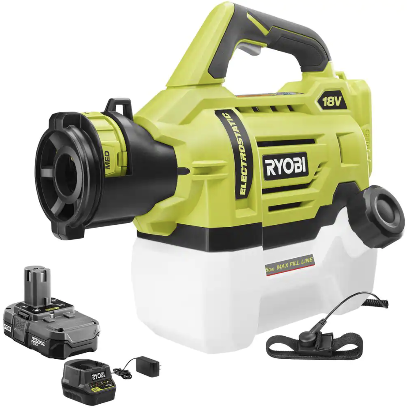 Ryobi ONE+ 18V Cordless Electrostatic 0.5 Gal Sprayer with 2.0 Ah Battery and Charger