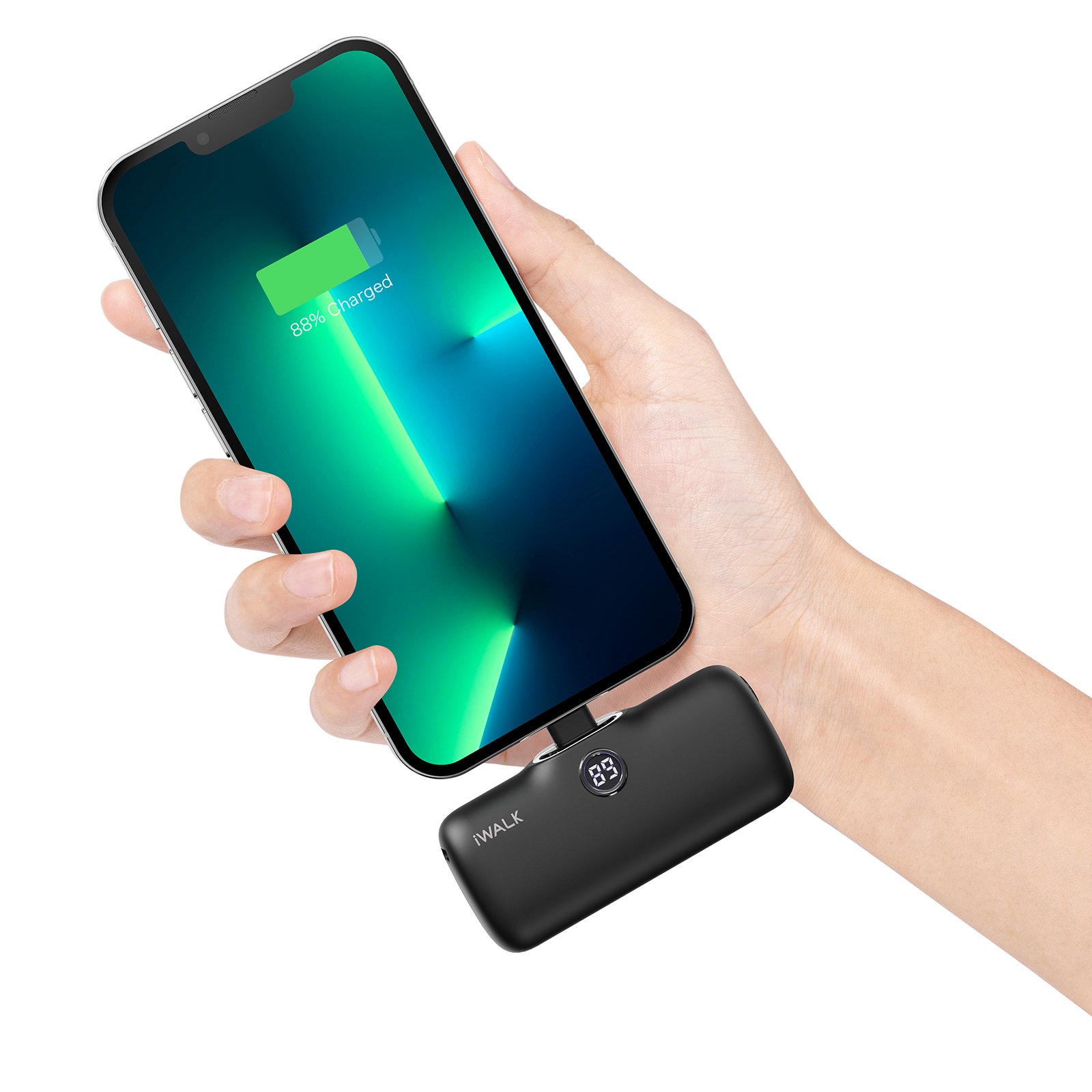 iWALK Portable Charger 4800mAh Power Bank Fast Charging. Compatible with iPhone. Black