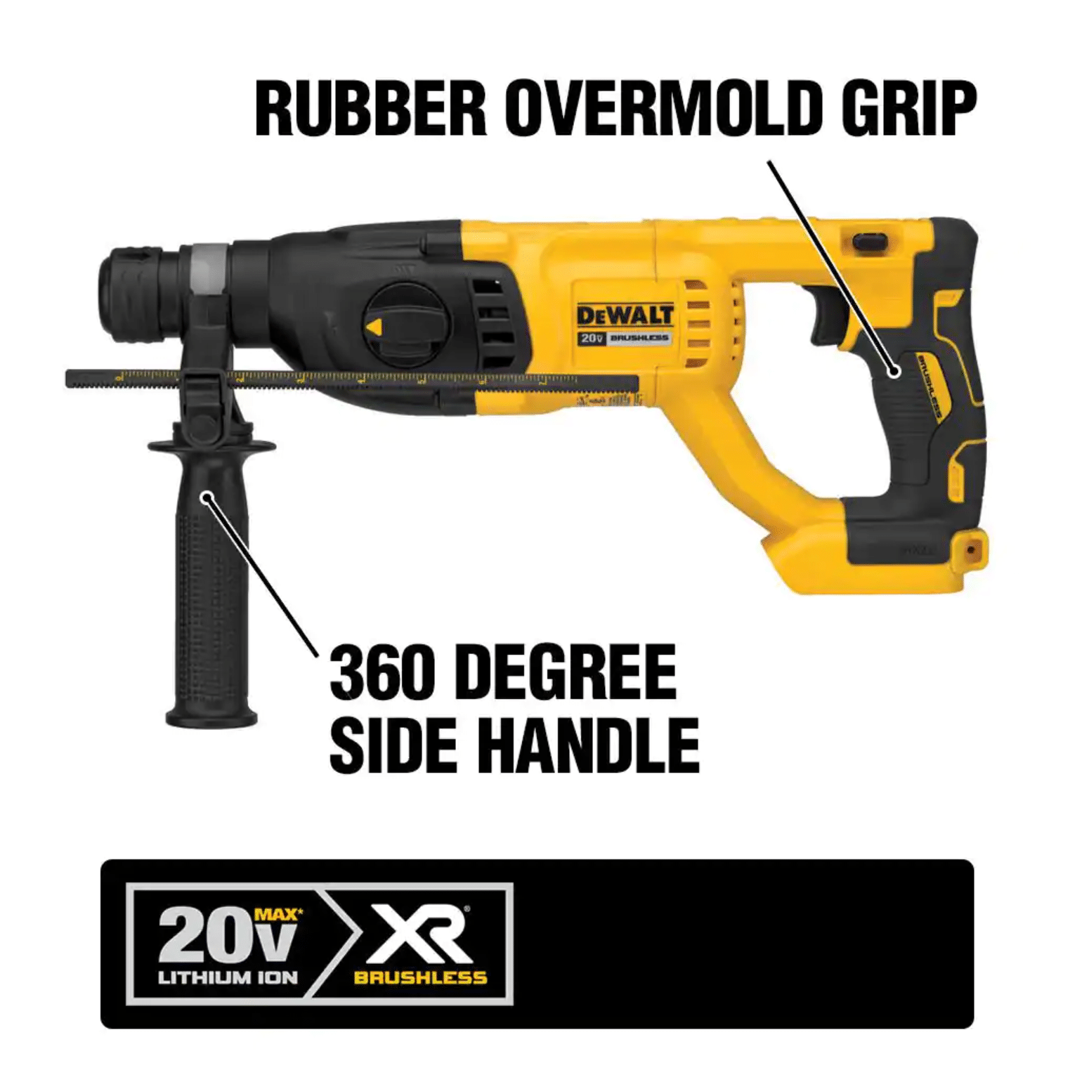 Dewalt 20-Volt MAX Cordless Brushless 1 in. SDS Plus D-Handle Concrete & Masonry Rotary Hammer. Tool-Only (DCH133B)