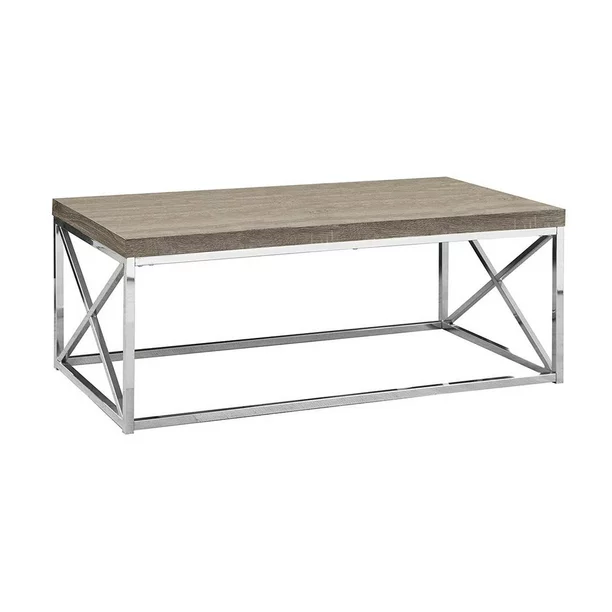 Monarch Coffee Table Dark Taupe with Chrome Metal. Dark Taupe
