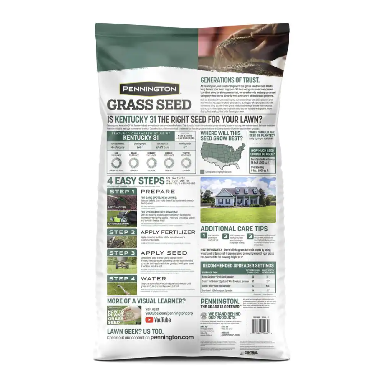 Pennington Kentucky 31. 40 lbs. Tall Fescue Penkoted Grass Seed