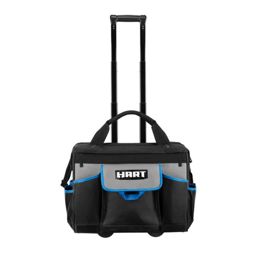 Hart 18-Inch Rolling Tool Bag. Waterproof Bottom. Telescoping Pull Handle