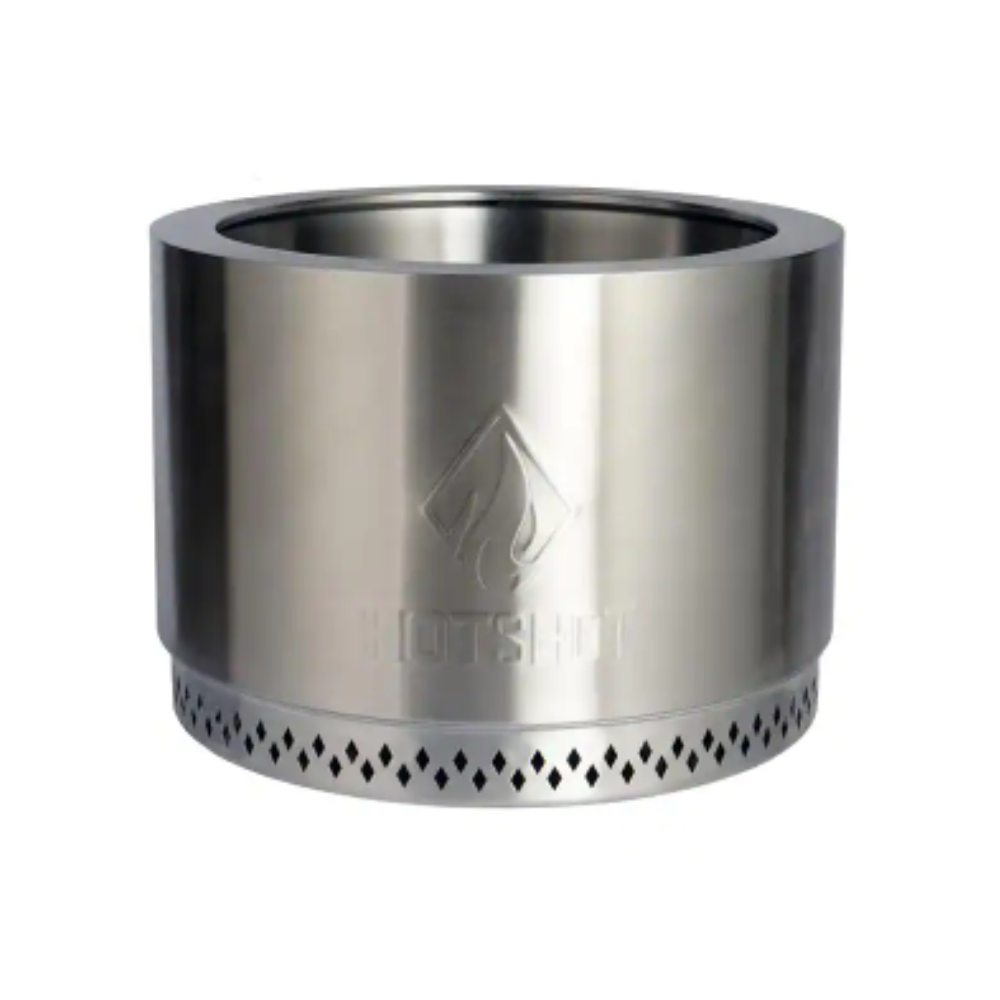 HotShot Explorer Portable Low Smoke 19.5 in. Round Wood-Burning Fire Pit in Stainless Steel with Carry Bag