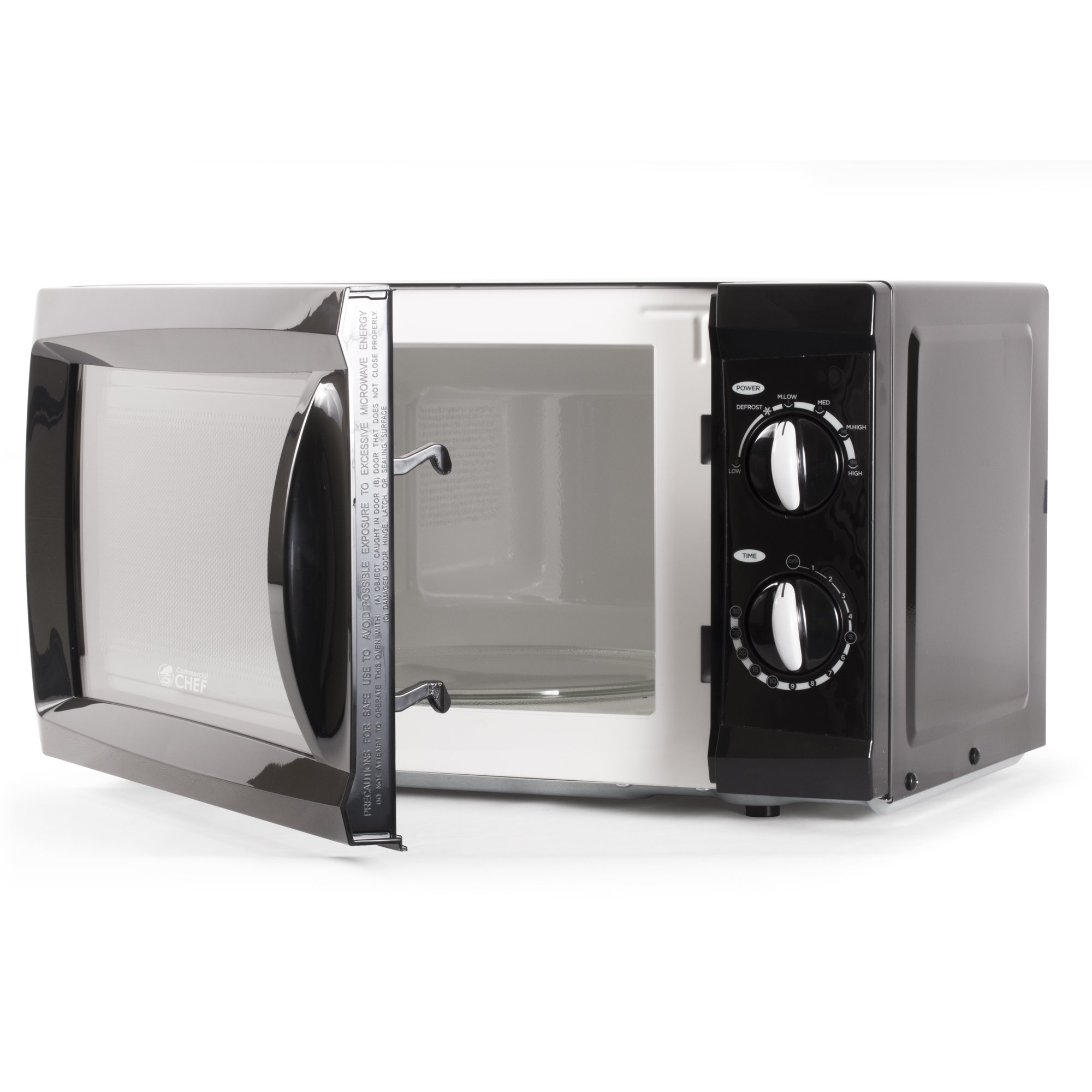 Commercial Chef CHM660B 0.6 Cubic Feet Microwave Oven. 600 Watt Counter Top Rotary. Black