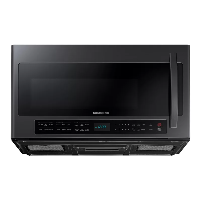 Samsung 29.875” 2.1 Cubic Feet cu. ft. Over-The-Range Microwave With Sensor Cooking. ME21R7051SG