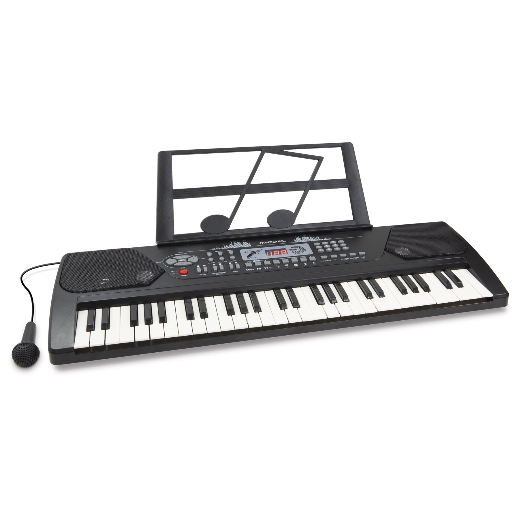 Memorex Electric 54-Key Piano Keyboard With Microphone. MKEYB2020. Black