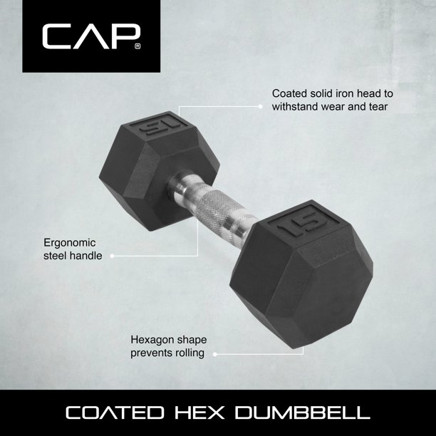 CAP Barbell. 20lb Coated Rubber Hex Dumbbell. Pair (Ships in 2 Boxes)