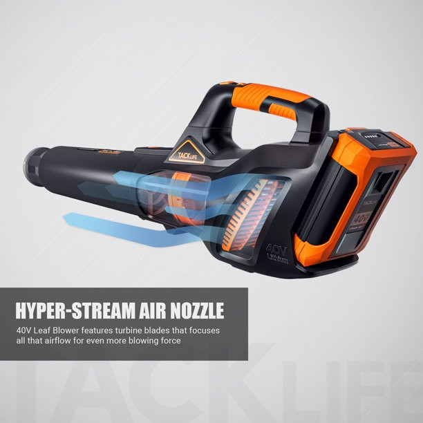 Tacklife 40V Cordless Leaf Blower with 4.0Ah Battery & Charger. Brushless Motor and 5-Speed Optional