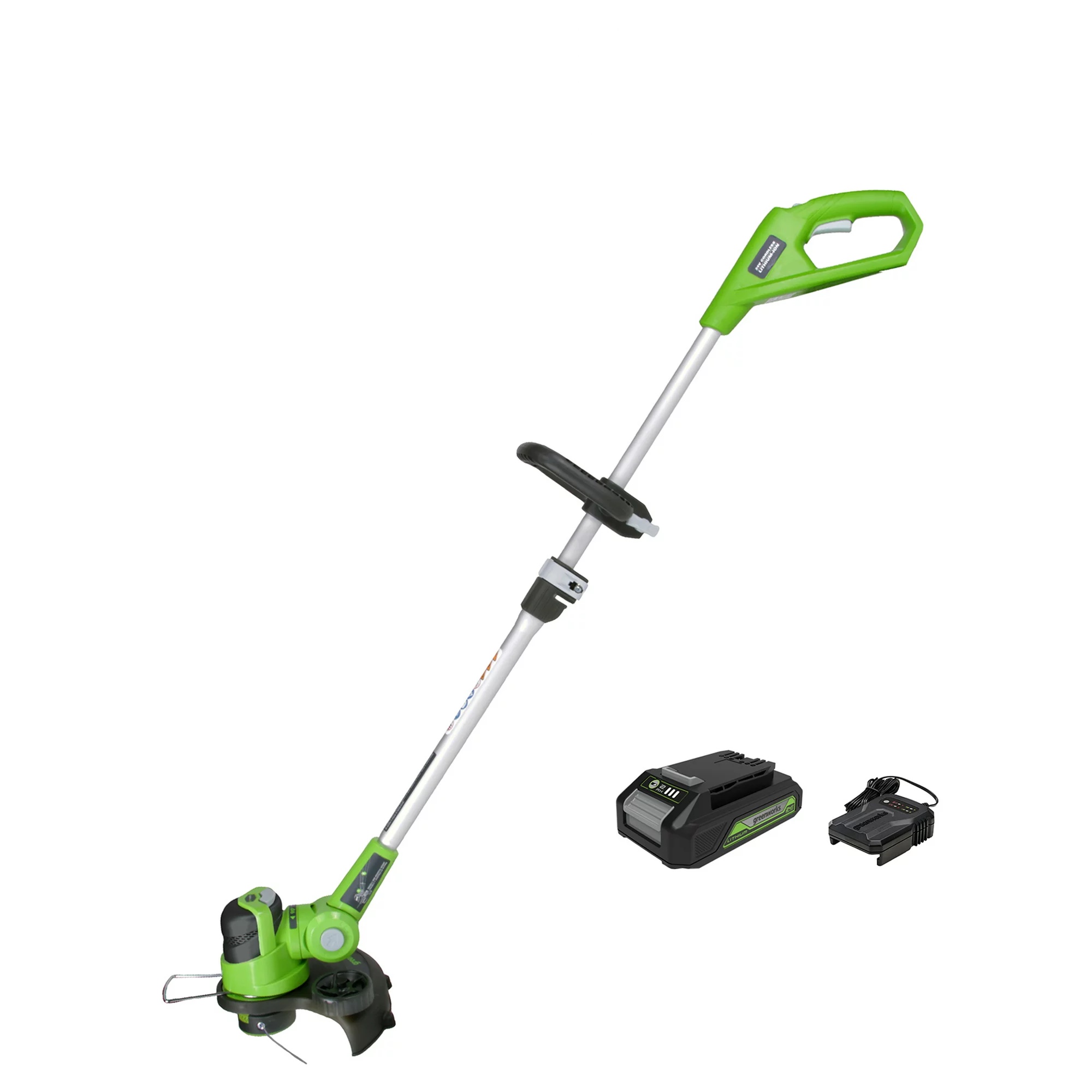 Greenworks 24V 12 inch Cordless String Trimmer/Edger with 2.0 Ah Battery and Charger. ST24B210