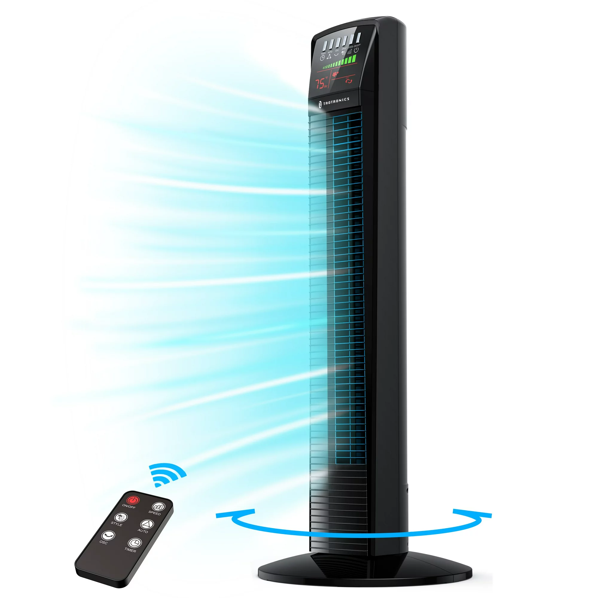 TaoTronics 35″ Tower Fan. 65° Oscillating Cooling Fan with Remote. LED Display. 3 Speeds. 9 Modes
