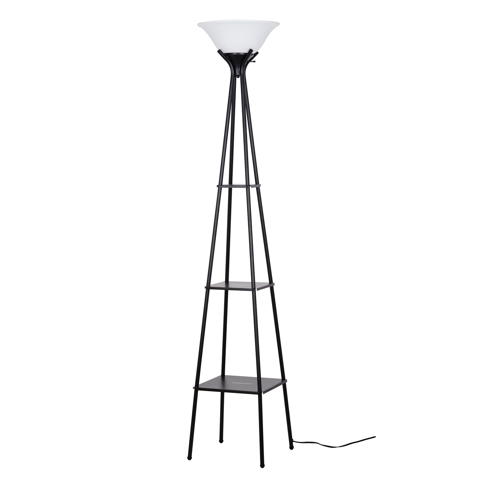 Mainstays 69″ Metal Etagere Floor Lamp. Charcoal Finish