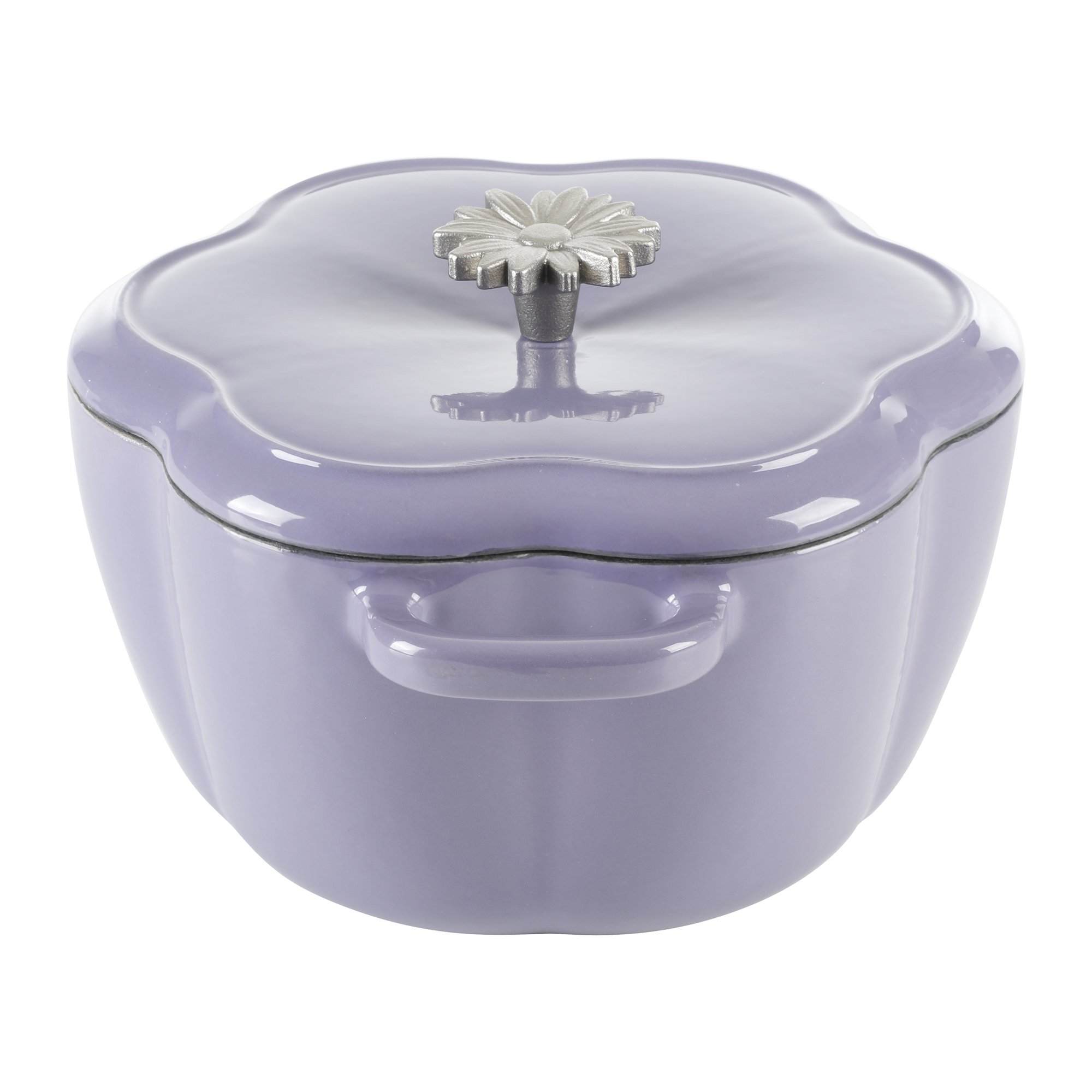 The Pioneer Woman Timeless Beauty Floral Shaped Enamel Cast Iron 3-Quart Dutch Oven. Purple