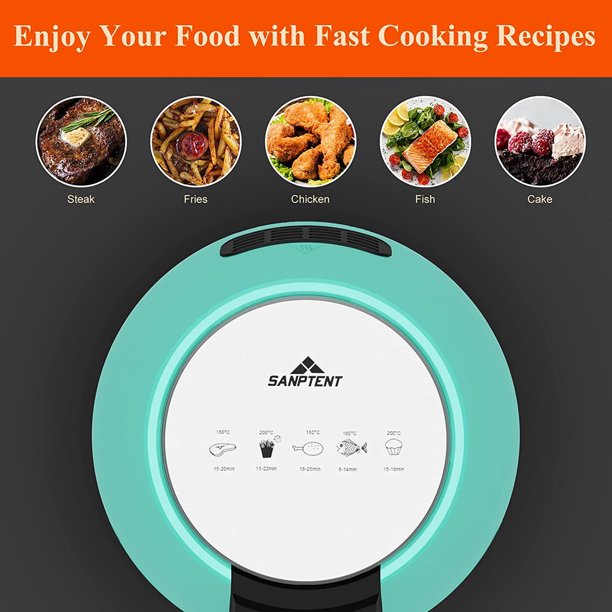 Sanptent 5.8 Quart Air Fryer. Electric Hot Oven Oilless Multifunctional Cooker With Digital LED Touchscreen. Green