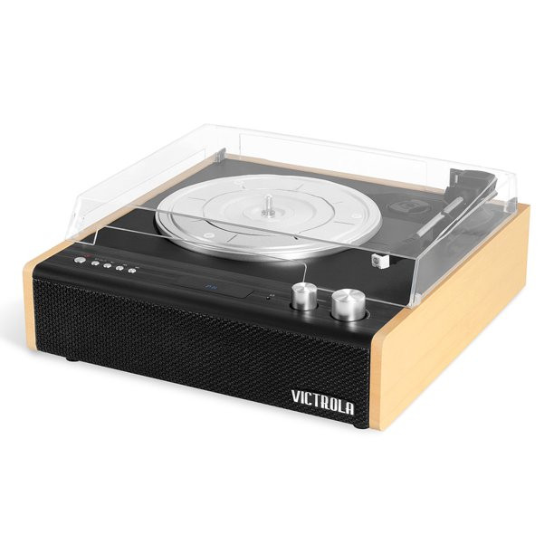 Victrola Eastwood 3-Speed Bluetooth Turntable With Built-In Speakers And Dust Cover. Black VTA72BAM
