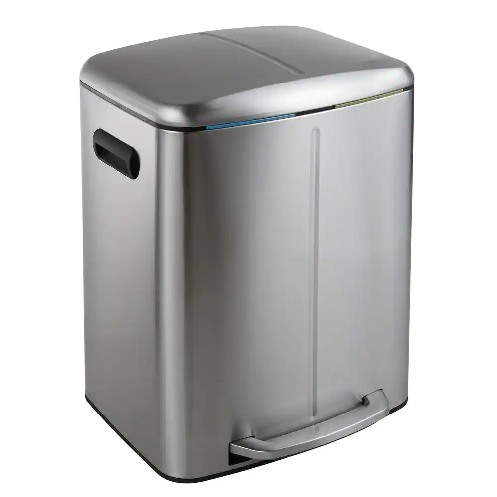 Happimess Marco Rectangular 10.5 Gal. Double Bucket Trash Can with Soft-Close Lid