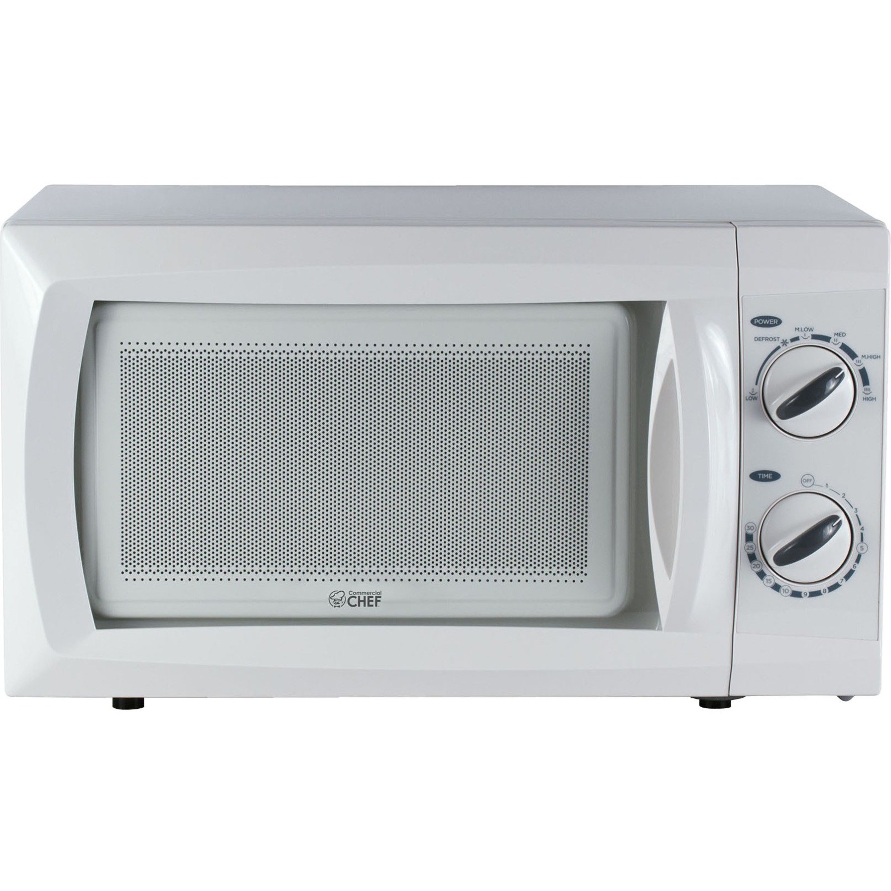 Commercial Chef CHM660W 0.6 Cubic Feet Microwave Oven. 600 Watt Counter Top Rotary. White