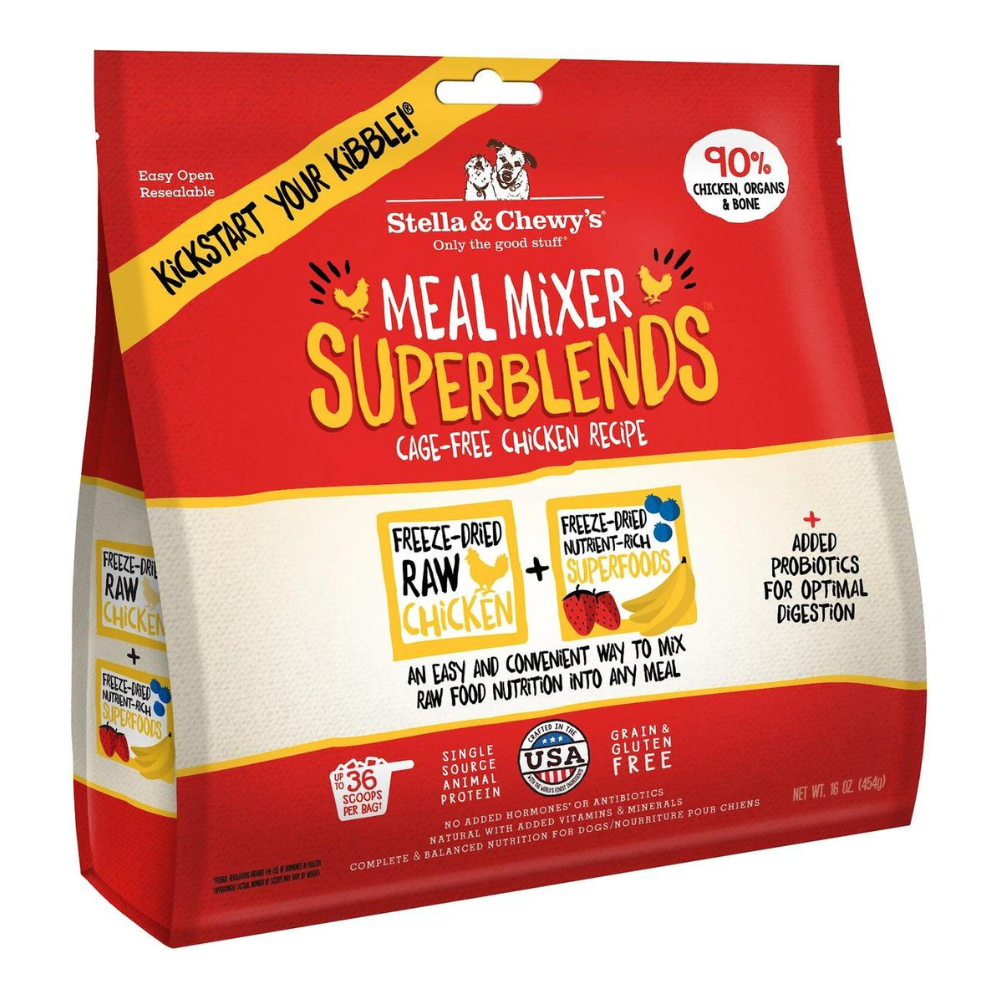Stella & Chewy-s Super Blends Cage-Free Chicken Recipe Meal Mixers Freeze-Dried Raw Dog Food Topper