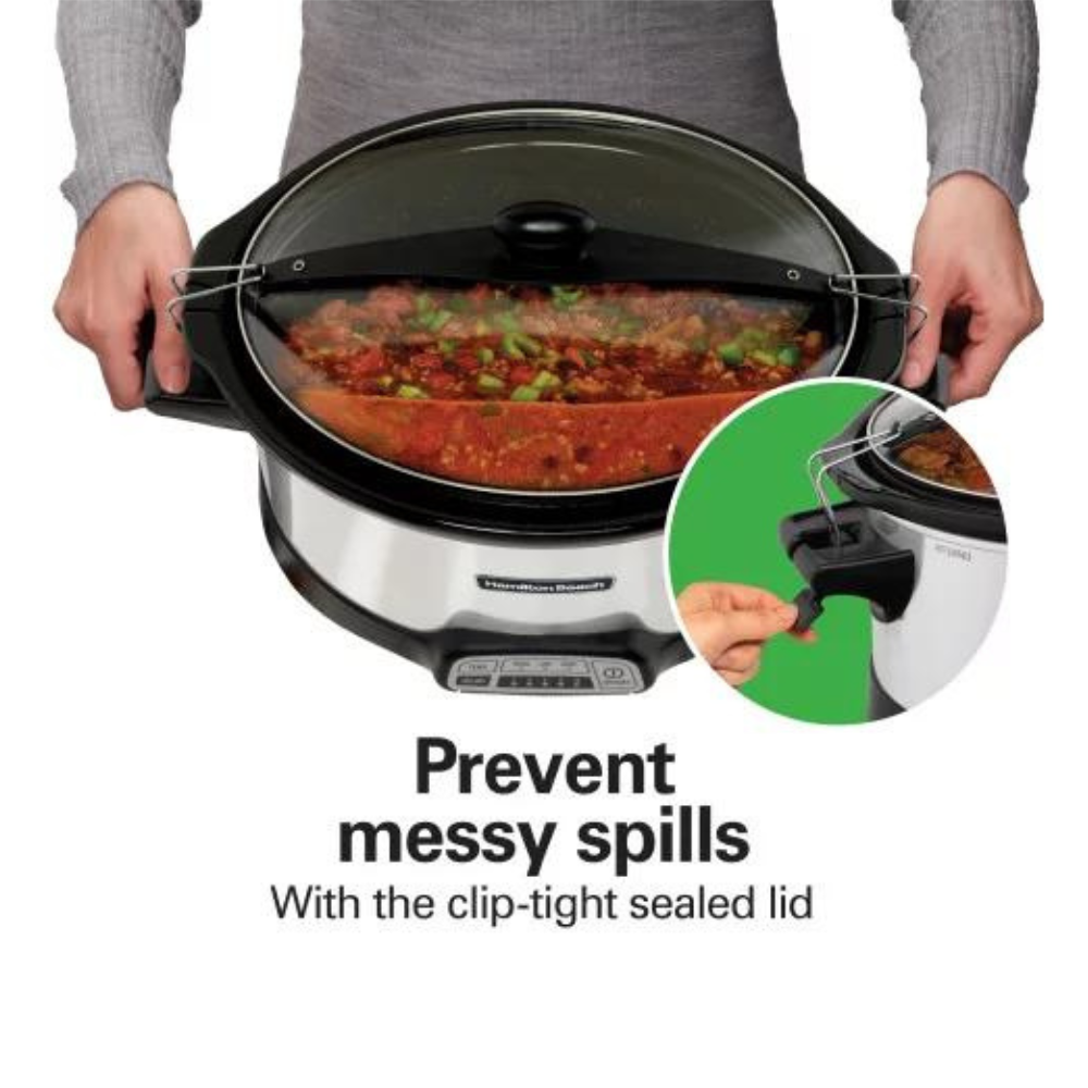 Hamilton Beach Programmable Stay or Go Slow Cooker. 7 Quarts. Silver. 33576N