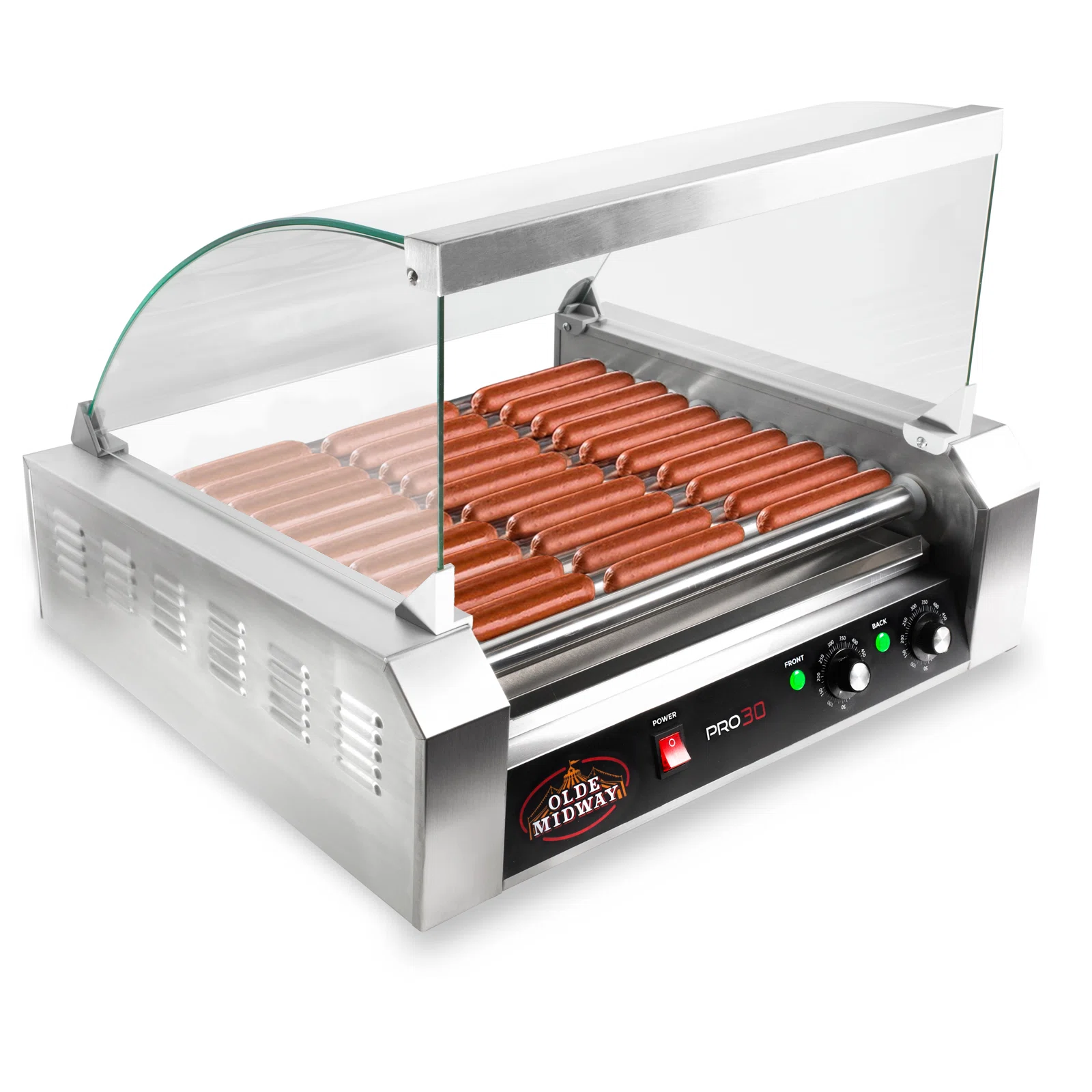 Olde Midway 30 Hot Dog Roller Grill with Cover (CON-ROLL-PRO30-CVR)
