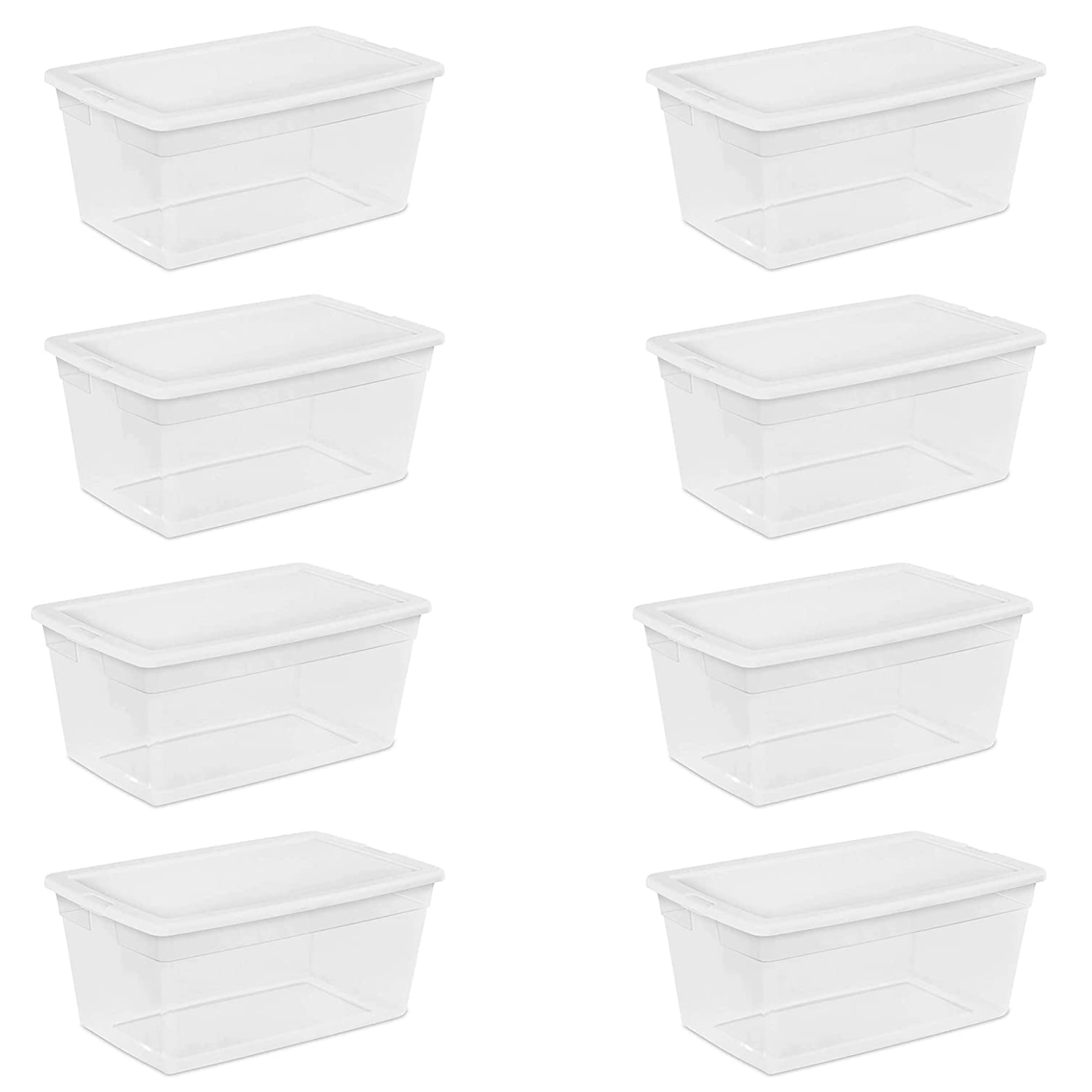 Sterilite 90-Quart Storage Box with Clear Base and White Lid (8 Pack)