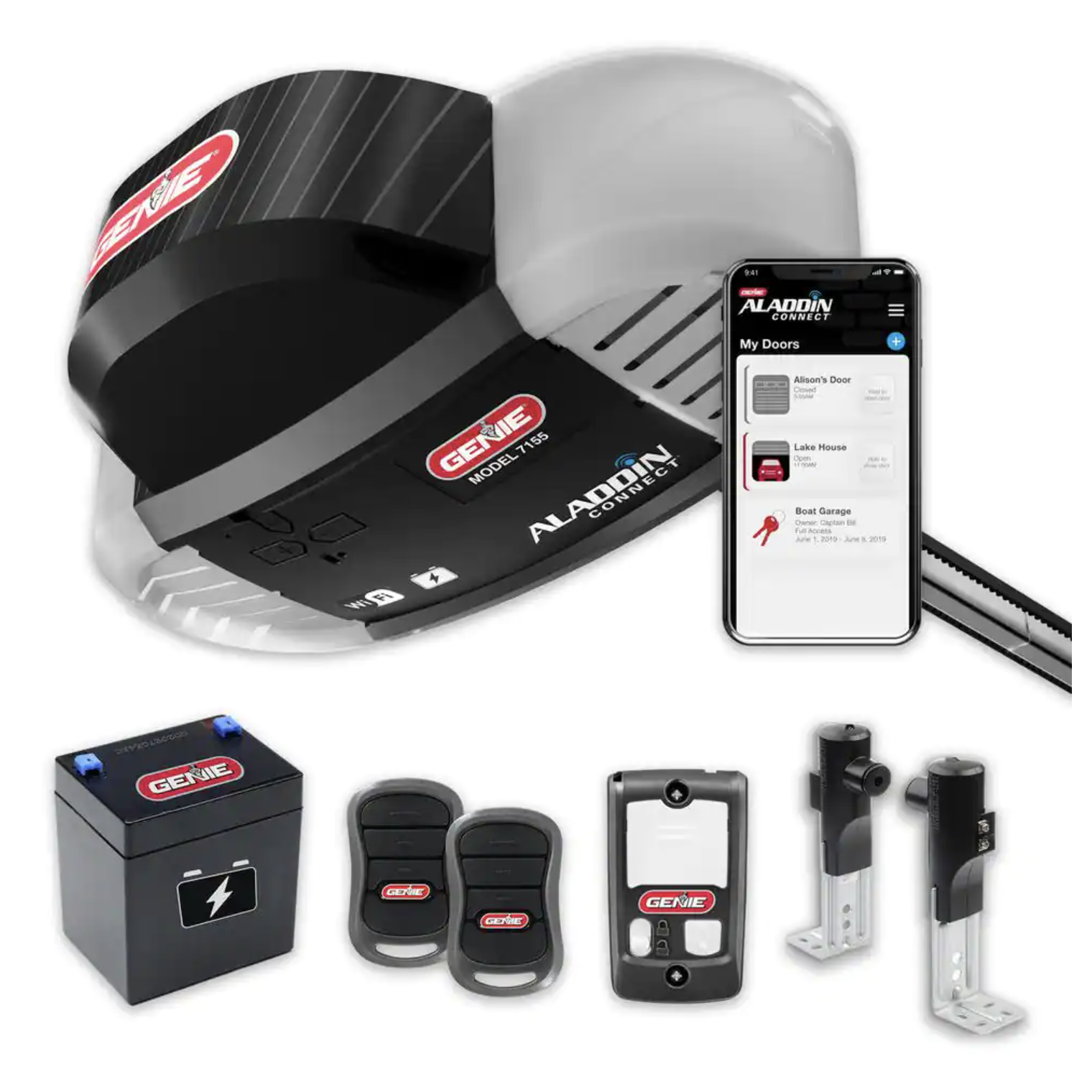 Genie Signature Series 1 HP. Belt Drive Smart Garage Door Opener with Battery Backup (7155D-TSV)