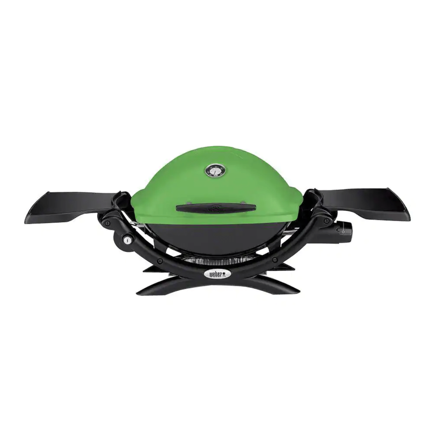 Weber Q 1200 1-Burner Portable Tabletop Propane Gas Grill in Green with Built-In Thermometer