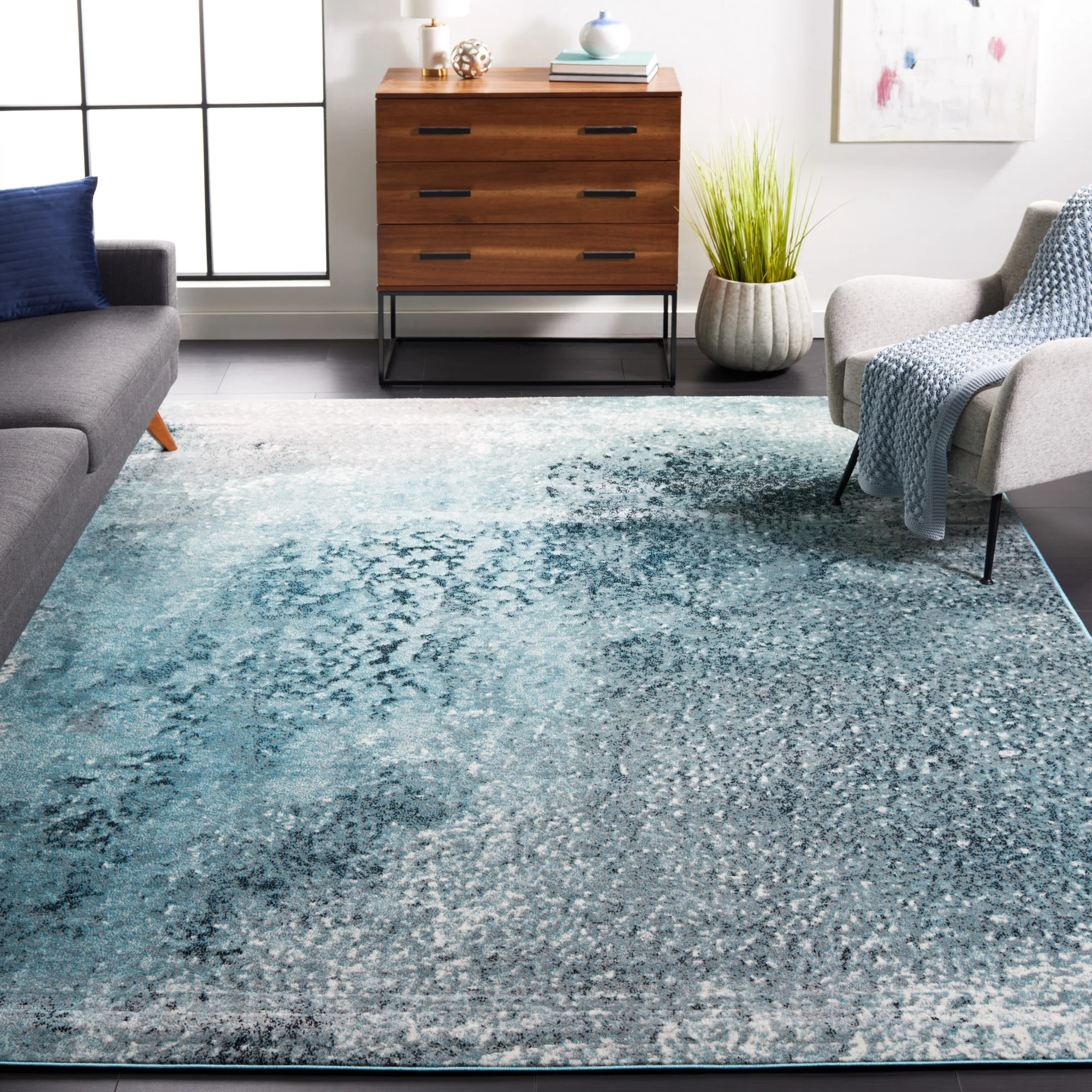 Trent Austin Design Mclawhorn Machine Woven / Power Loomed Performance Silver / Blue Rug