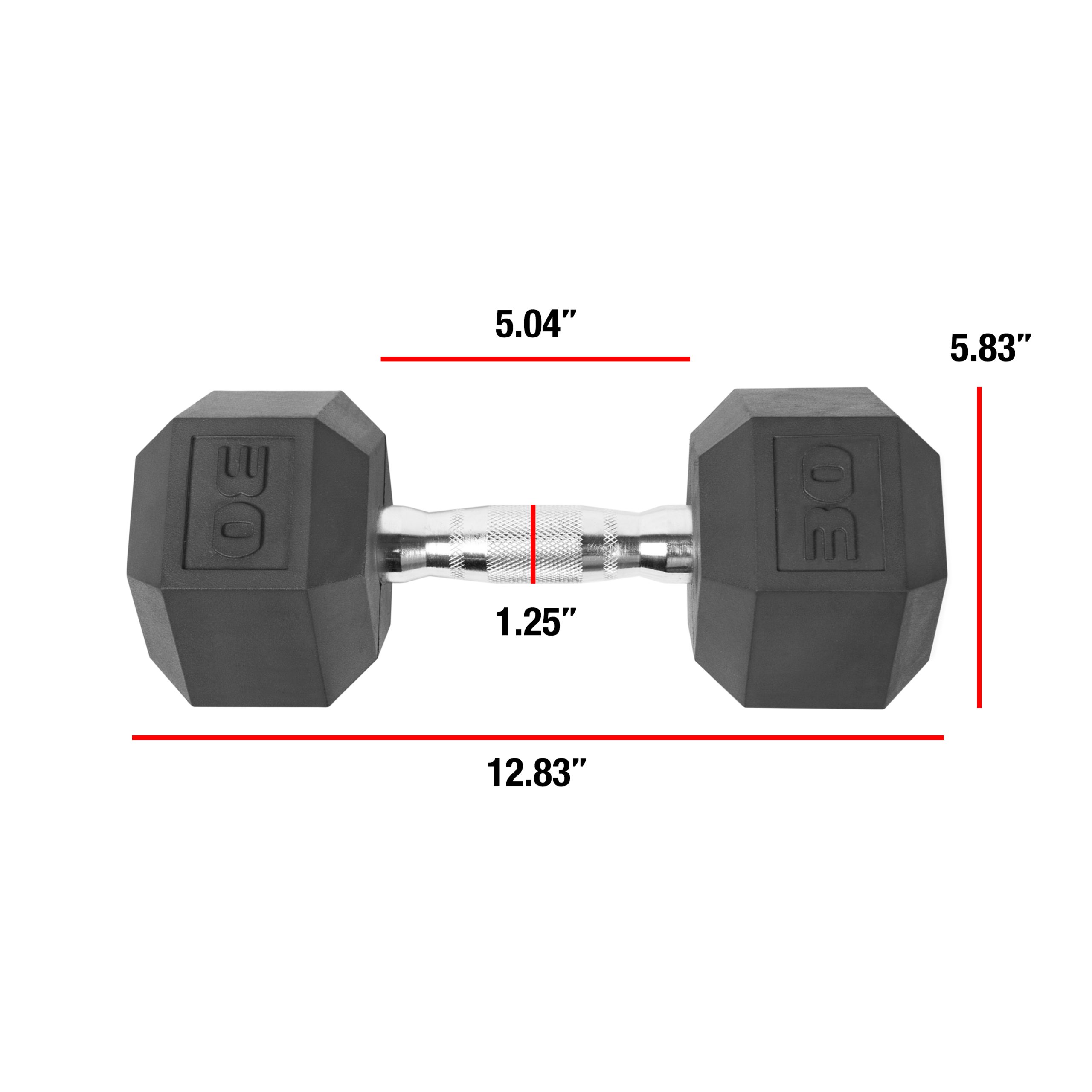 CAP Barbell. 30lb Coated Rubber Hex Dumbbell. Pair (Ships in 2 Boxes)