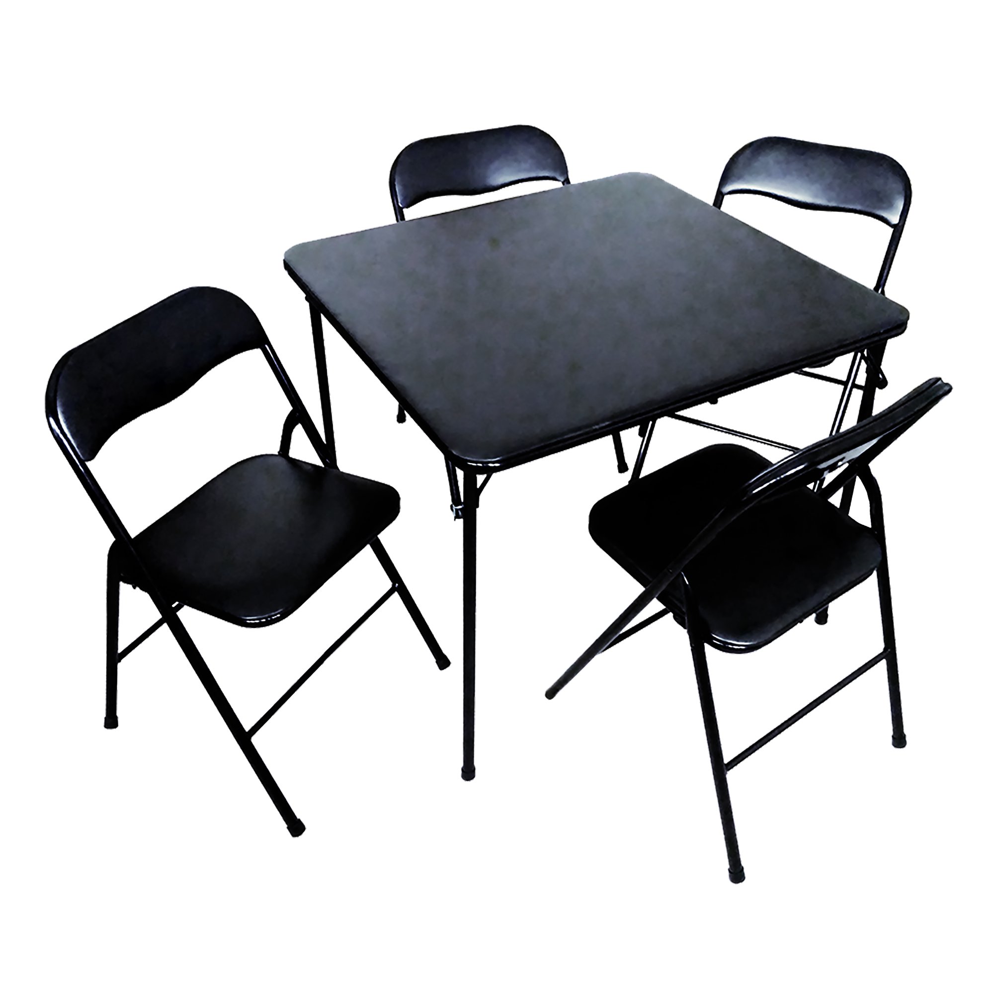 PDG 5 Piece Folding Card Table Set in Black. Plastic Development Group