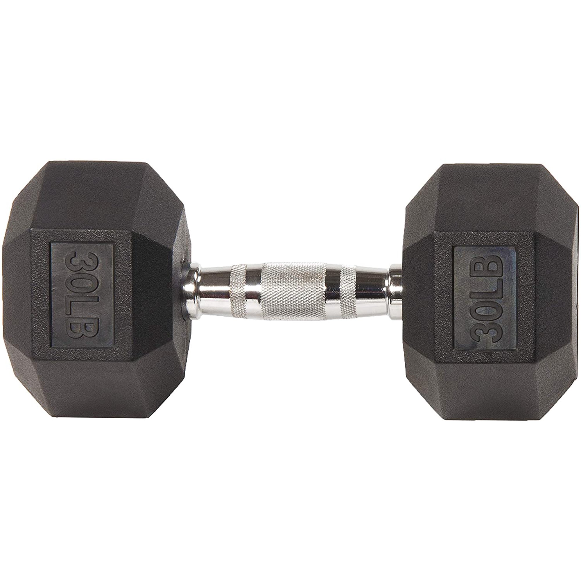 BalanceFrom Rubber Hex Dumbbells. 30 lbs Pair. Black