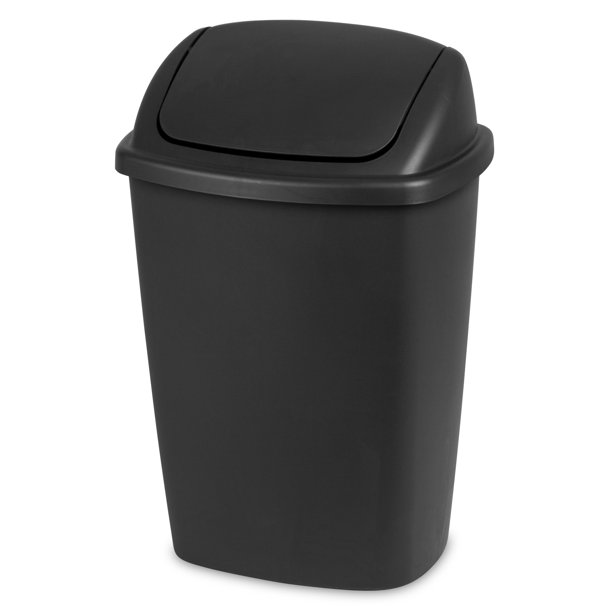 Sterilite 7.5 gal. Plastic Swing Top Office Trash Can. 6 Pack. Black