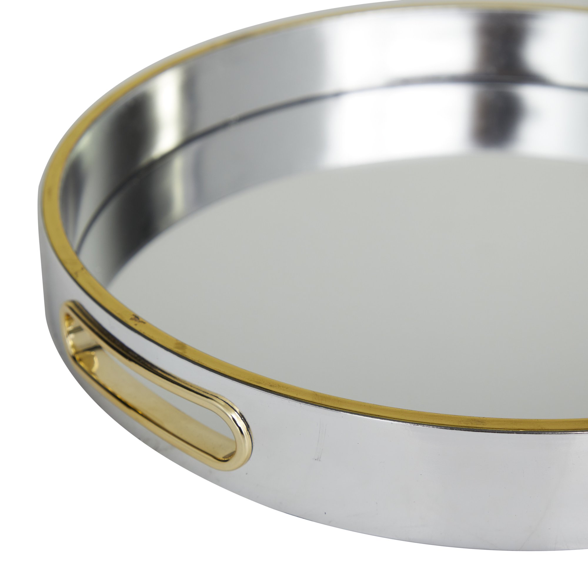 DecMode 14″. 12″W Silver Plastic Mirrored Tray. 2-Pieces