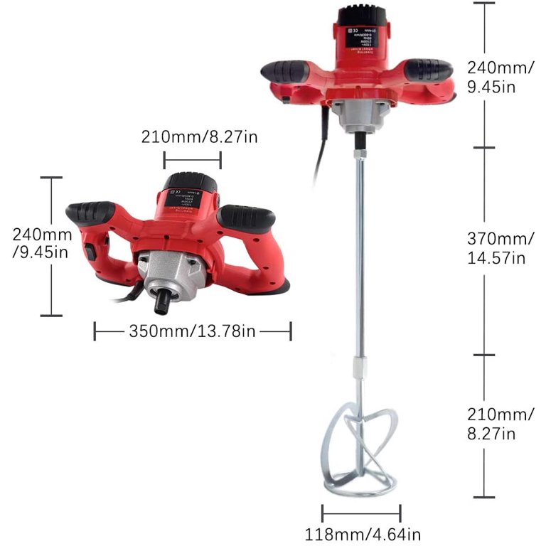 Sugift 2100W Electric Handheld Cement Mixer. Portable Mortar Concrete Mixer