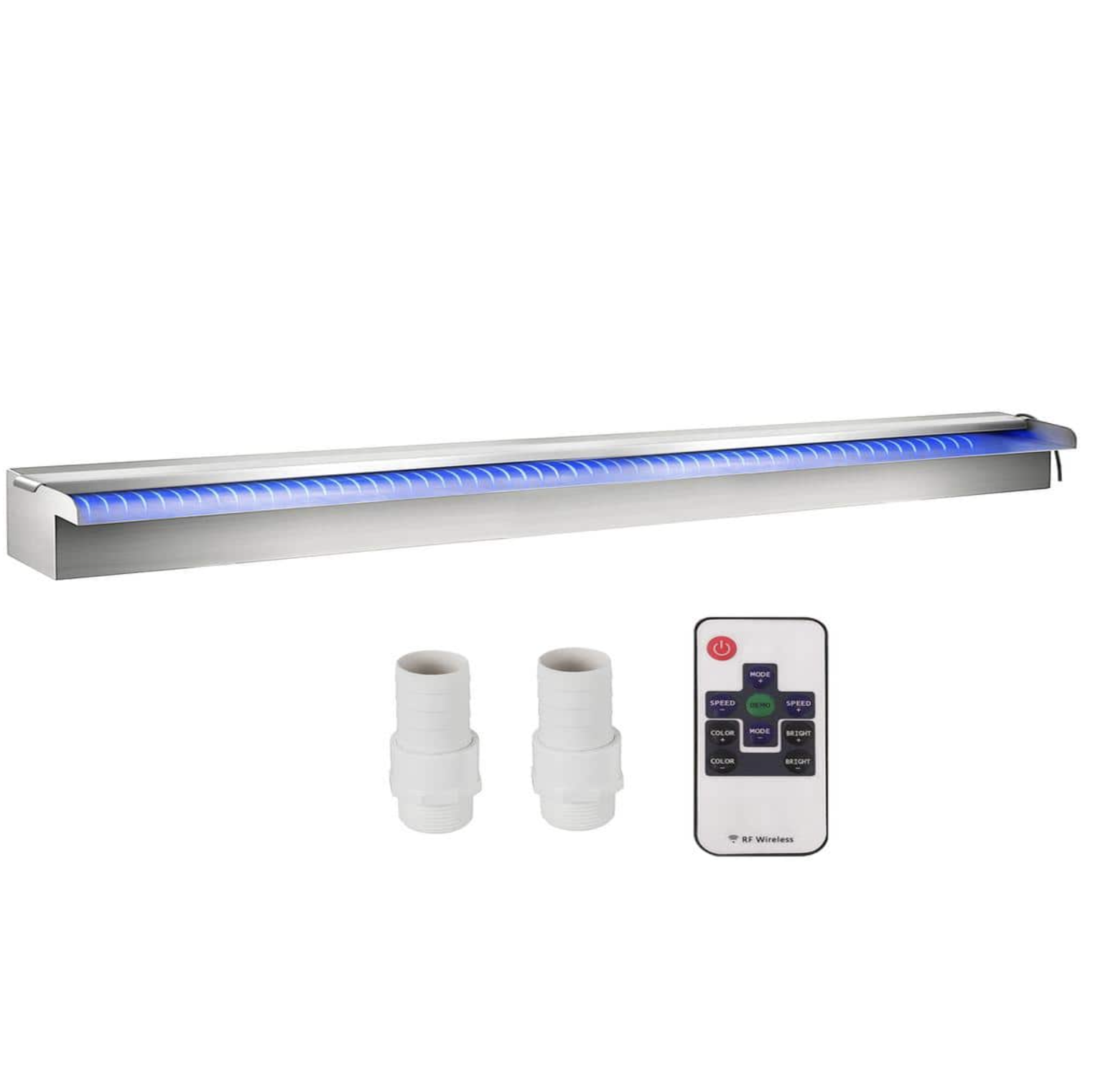 Vevor Stainless Steel Pool Waterfall Pond Waterfall Spillway with LED Strip Light Waterfall Part for Pool