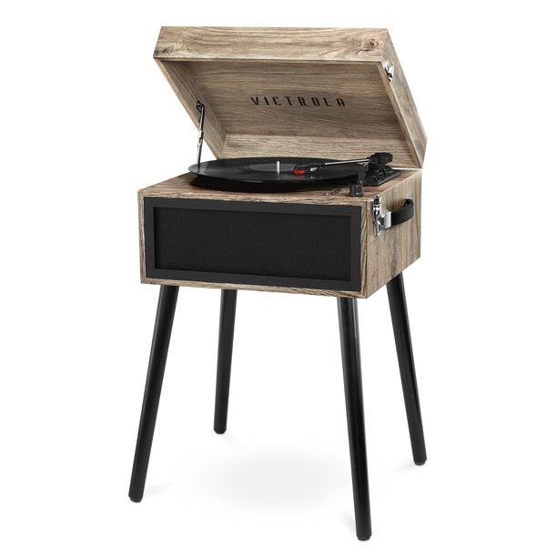Victrola Bluetooth Record Player Stand with 3-Speed Turntable. Farmhouse Oatmeal