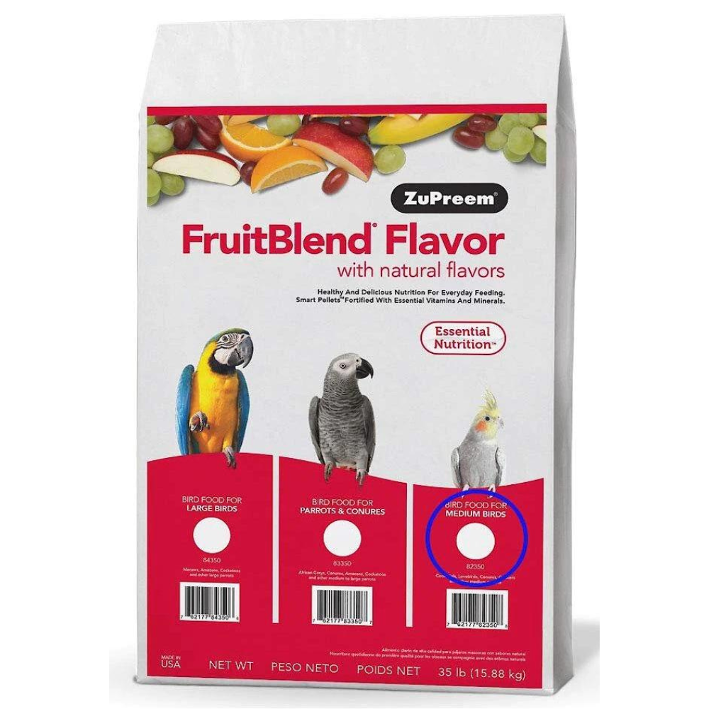 ZuPreem FruitBlend Flavor with Natural Flavors Daily Medium Bird Food. 35-lb bag