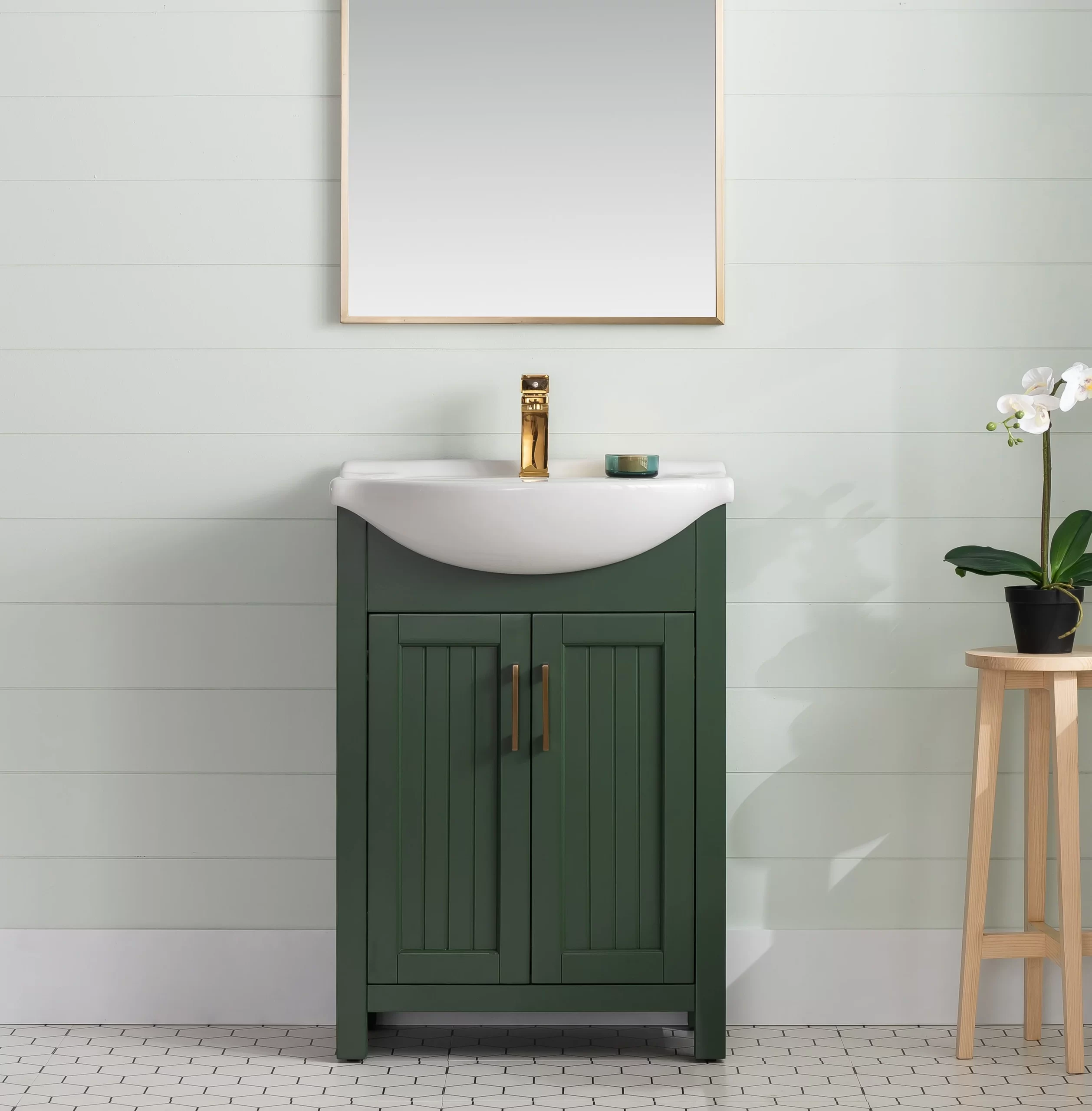 Ebern Designs Kentaro 24” Free-standing Single Bathroom Vanity. Muir Green