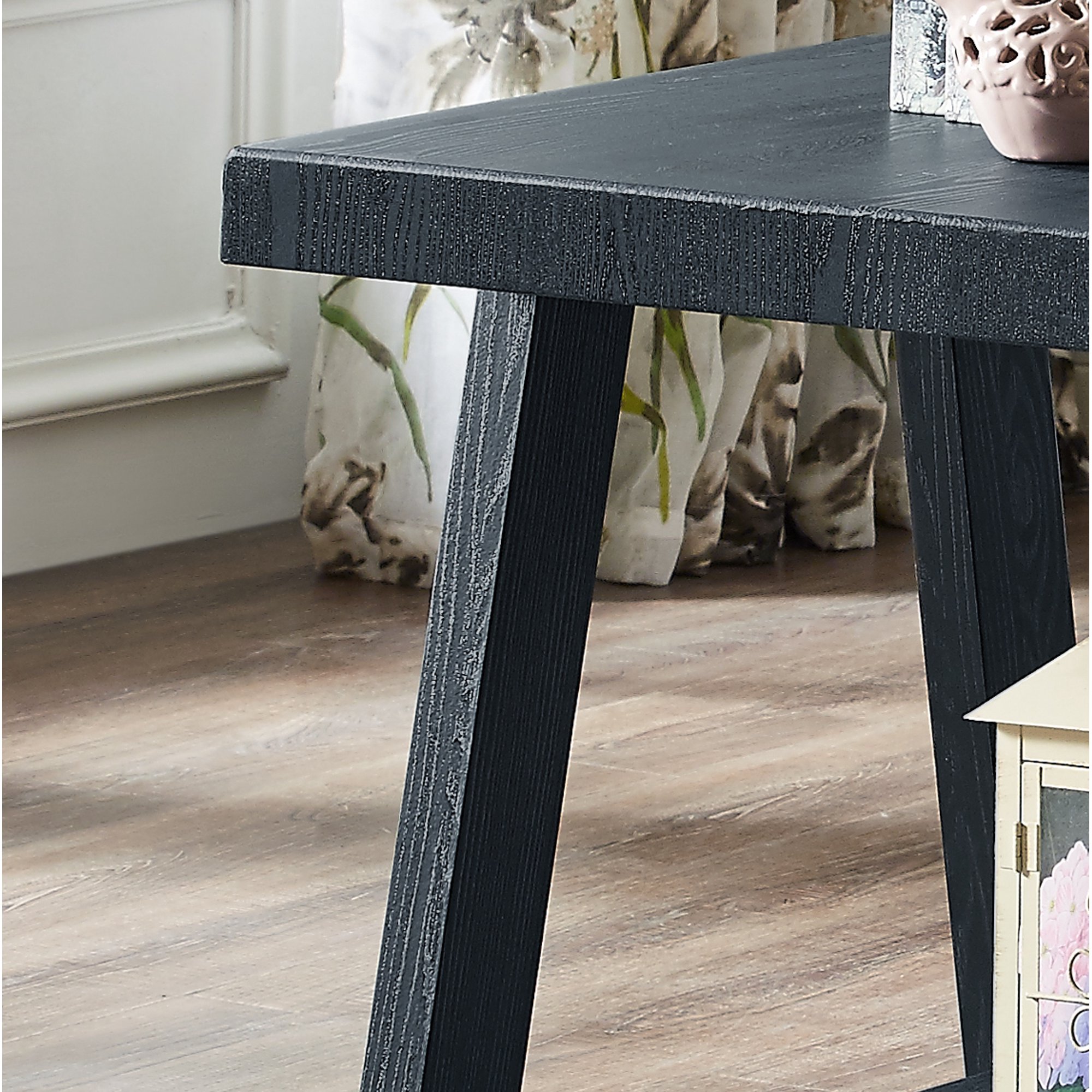 Roundhill Furniture Athens Contemporary Wood Shelf End Table. Black