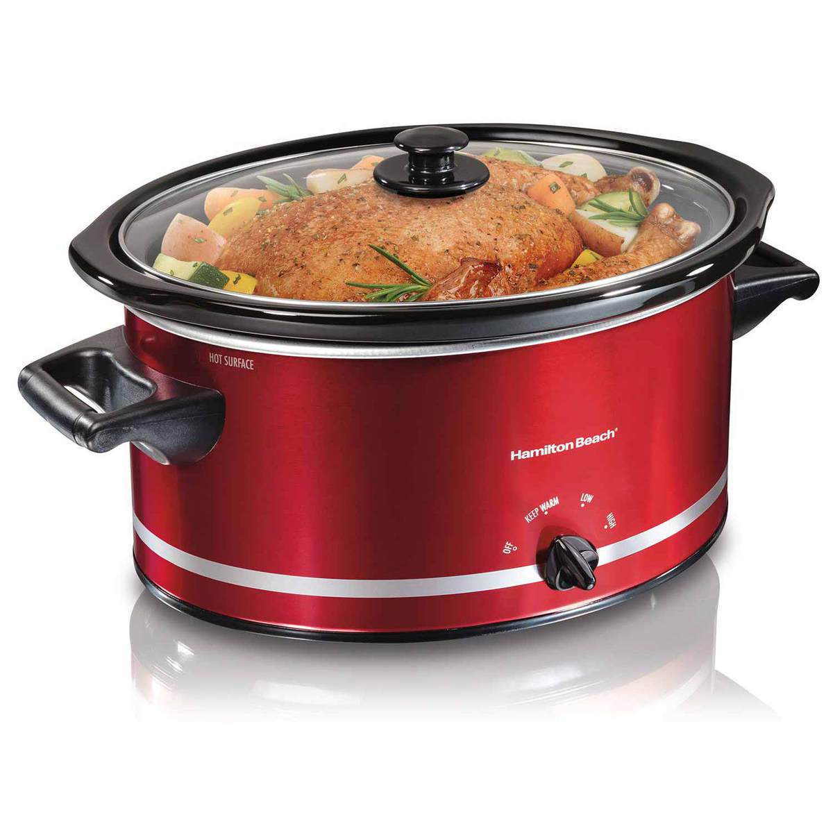 Hamilton Beach 8-Quart Large Capacity Slow Cooker. Red