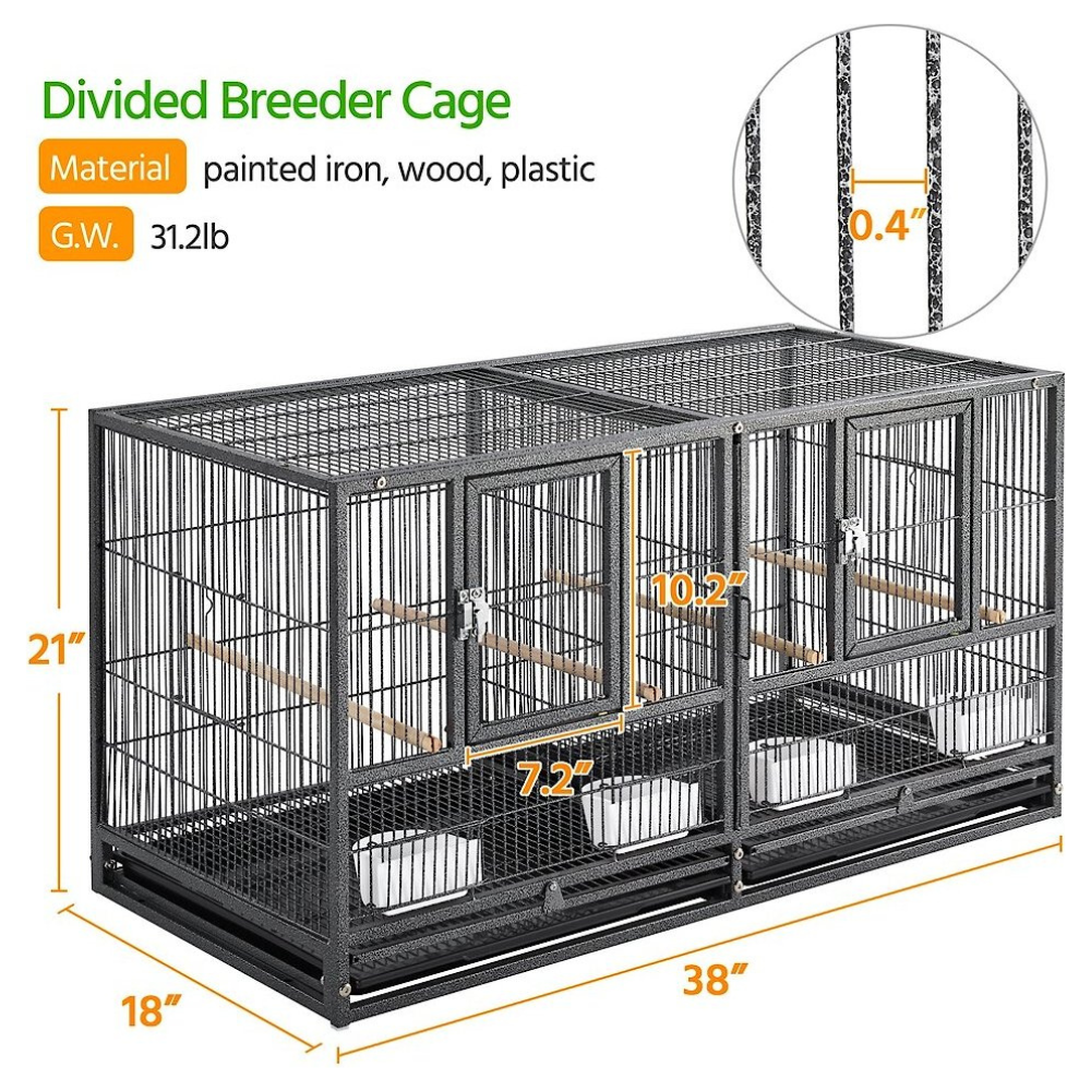 Yaheetech 18-in Wide Stackable Divided Breeder Cage