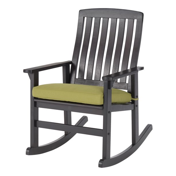 Better Homes & Gardens Delahey Cushioned Outdoor Wood Rocking Chair. Dark Brown