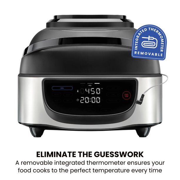 Chefman Electric Indoor Air Fryer + Grill. 5-in-1. Removable Integrated Probe Thermometer