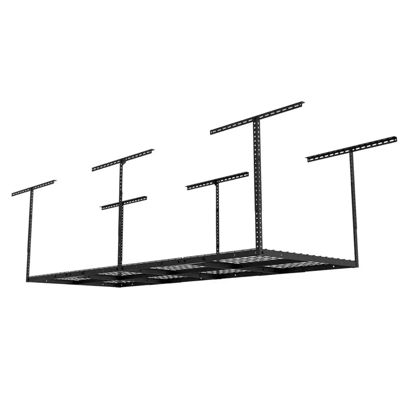 Fleximounts Adjustable Height Overhead Ceiling Mount Garage Rack in Black (96 in. W x 36 in. D)