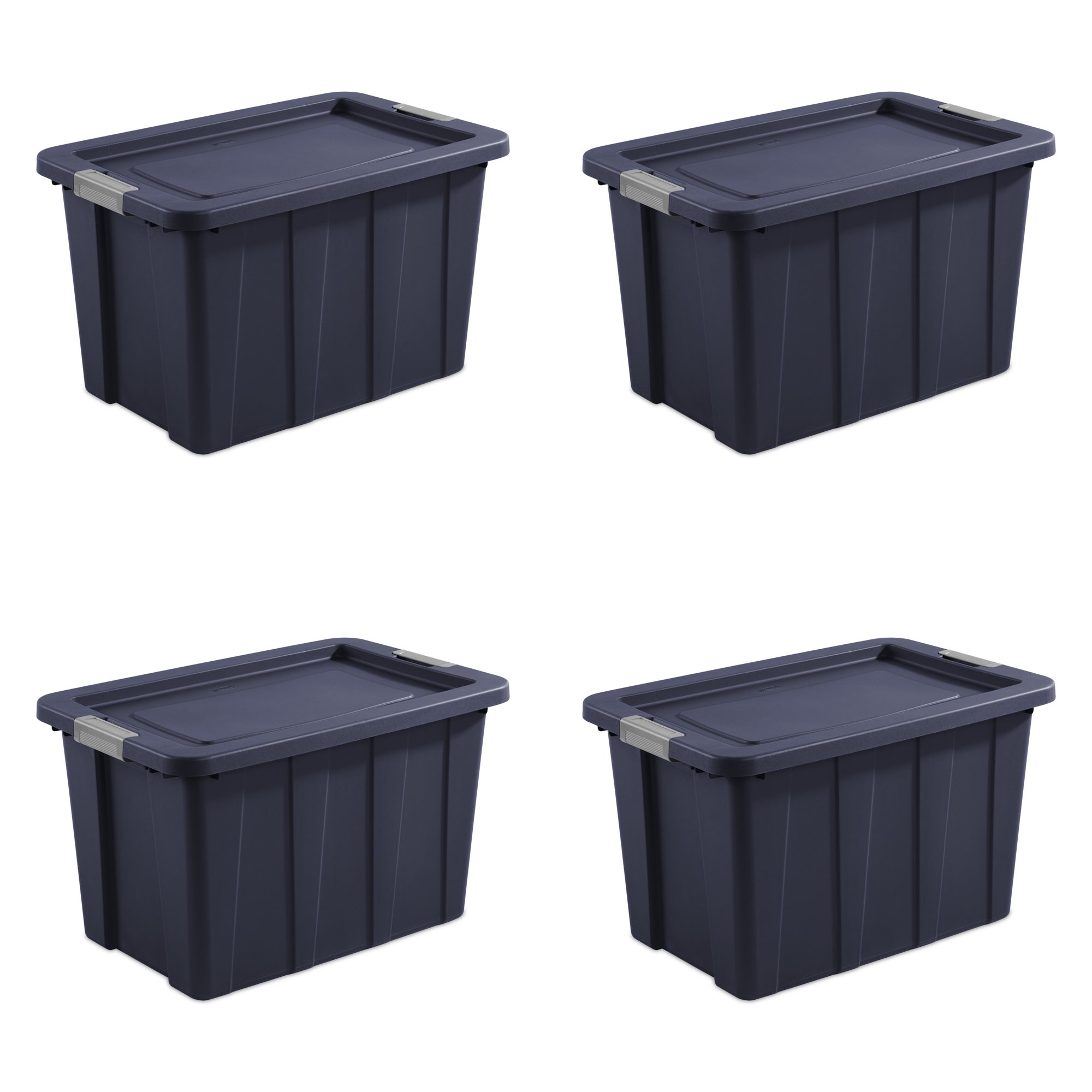 Sterilite 30 Gallon Latching Tuff1 Tote Plastic. Dark Indigo. Set of 4